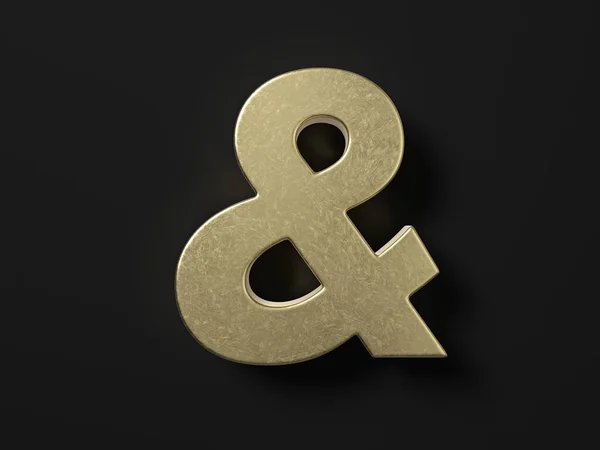 Gold Ampersand Symbol Black Background Illustration — Stock Photo, Image