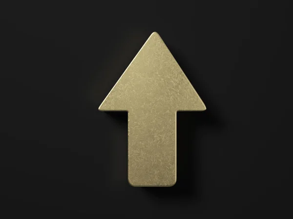 Gold Arrow Symbol Black Background Illustration — Stock Photo, Image