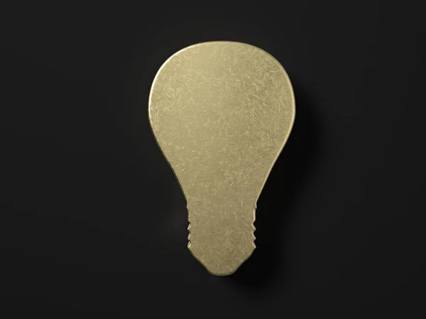 Gold Bulb Symbol Black Background Illustration — Stock Photo, Image