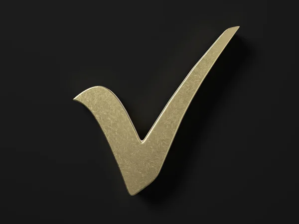 Gold Check Mark Symbol Black Background Illustration — Stok fotoğraf
