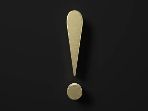 Gold Exclamation Mark Symbol Black Background Illustration — Stock Photo, Image