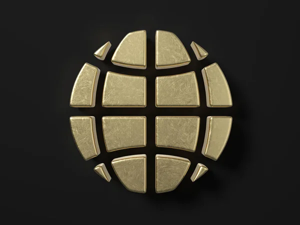 Gold Globe Symbol Black Background Illustration — Stock Photo, Image