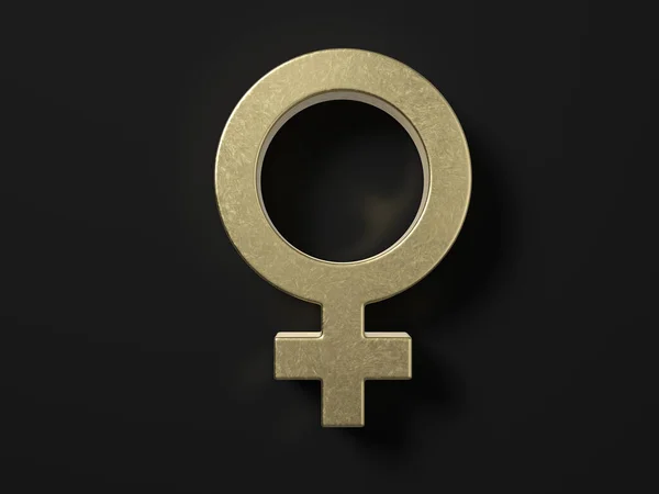 Siyah Arka Planda Altın Cinsiyetli Kadın Sembolü Illüstrasyon — Stok fotoğraf