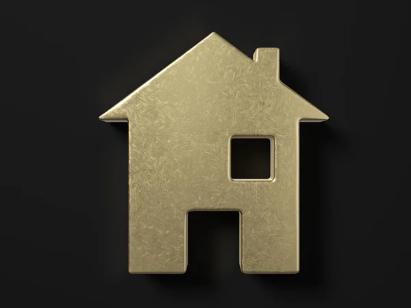Gold House Symbol Black Background Illustration — Stock Photo, Image