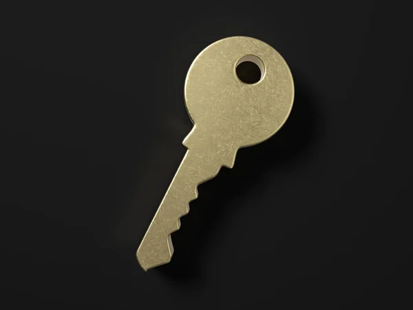 Gold Key Symbol Black Background Illustration — Stock Photo, Image