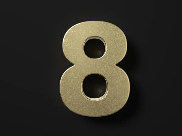 Gold Number Eight Black Background Illustration — Stok fotoğraf
