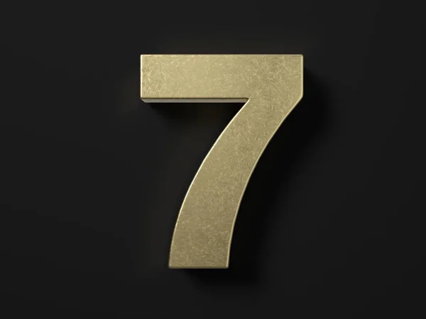 Gold Number Seven Black Background Illustration — Stok fotoğraf