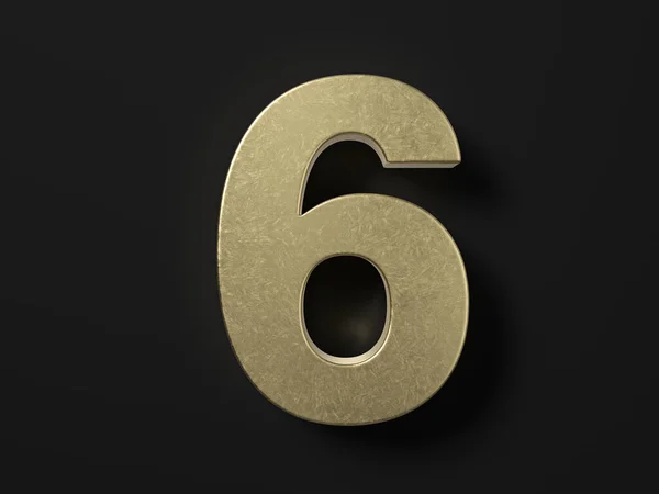 Gold Number Six Black Background Illustration — Stock Photo, Image