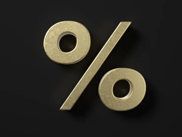 Gold Percentage Symbol Black Background Illustration — Stok fotoğraf