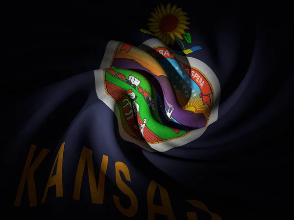 Fundo Curvo Bandeira Kansas Ilustração — Fotografia de Stock