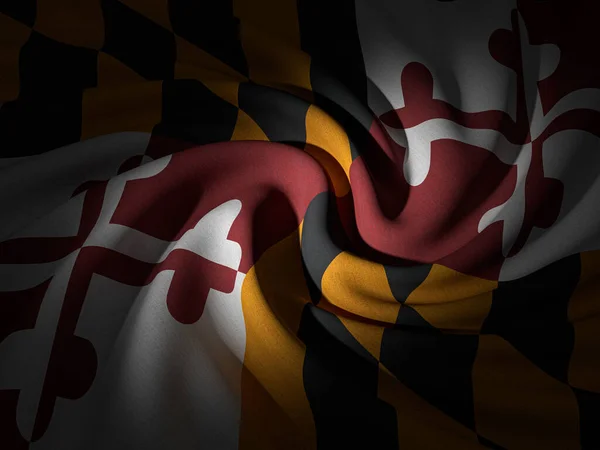 Curved Maryland flag background. 3d illustration.