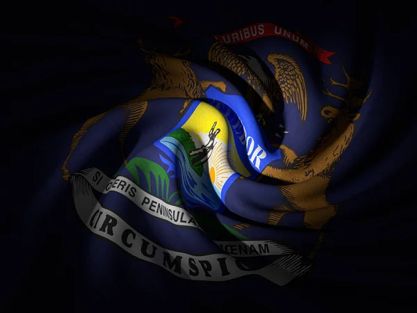 Sfondo Curvo Bandiera Del Michigan Illustrazione — Foto Stock