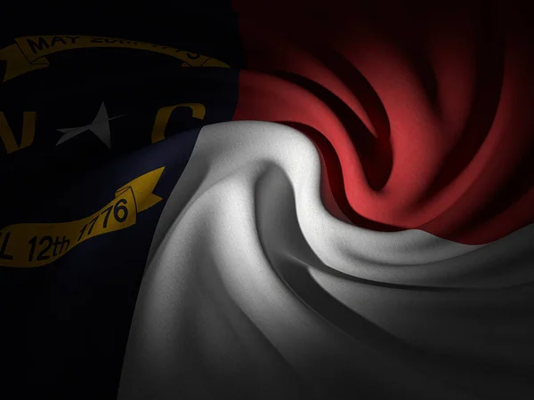 Curved North Carolina flag background. 3d illustration.