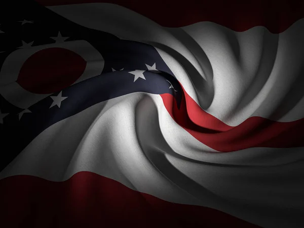 Curved Ohio flag background. 3d illustration.
