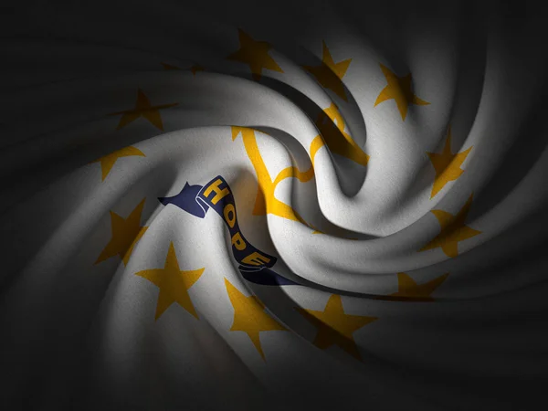 Gebogener Hintergrund Der Flagge Von Rhode Island Illustration — Stockfoto