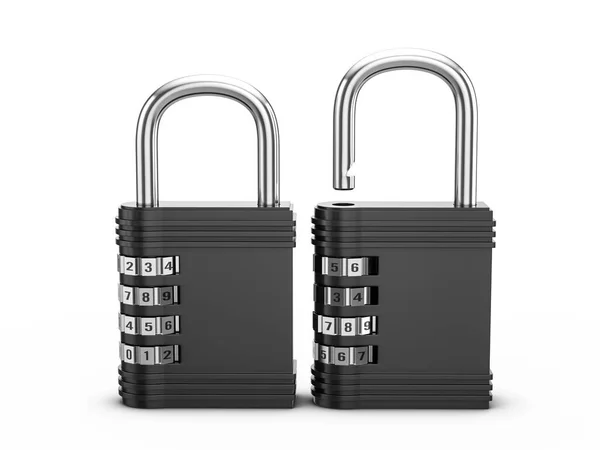 Padlock Combination Lock Set White Background Illustration — Fotografia de Stock