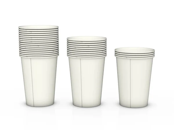 白い背景に紙コーヒーカップ 3Dイラスト — ストック写真