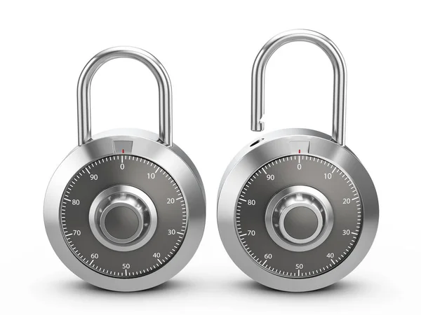 Padlock Combination Lock Set White Background Illustration — Stockfoto