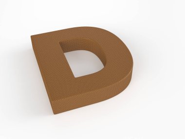 Beyaz arka planda yırtılmış deri D harfi. 3d illüstrasyon.