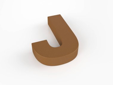 Beyaz arka planda J harfi yırtılmış. 3d illüstrasyon.