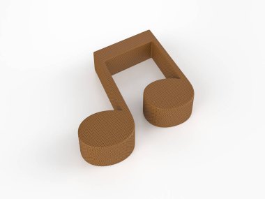 Beyaz arka planda delinmiş deri müzik sembolü 2. 3d illüstrasyon.
