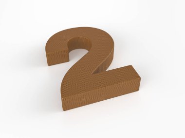 Beyaz arka planda iki numaralı deri yırtılmış. 3d illüstrasyon.