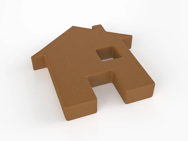 白い背景に穿孔革の家のシンボル 3Dイラスト — ストック写真