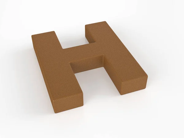 白色背景的皮革字母H 3D说明 — 图库照片