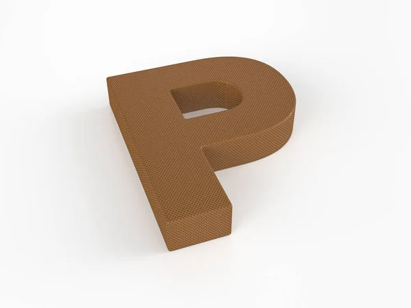 白色背景的皮革字母P 3D说明 — 图库照片