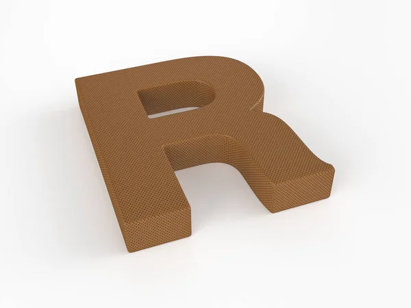 白色底色的皮革字母R 3D说明 — 图库照片