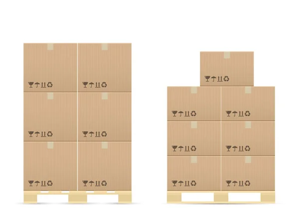 Pappkartons Auf Holzpaletten Vektorillustration — Stockvektor