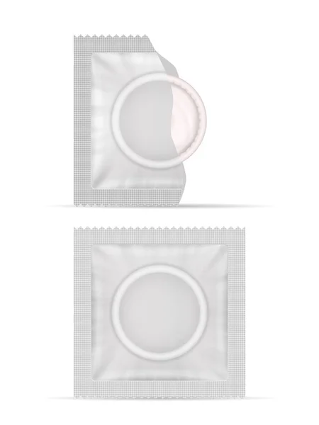 Condoomverpakking Een Witte Achtergrond Vectorillustratie — Stockvector