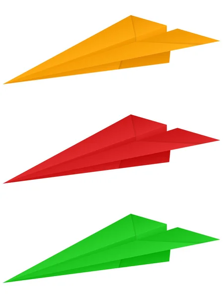Pappersflygplan Inställt Vit Bakgrund Vektorillustration — Stock vektor