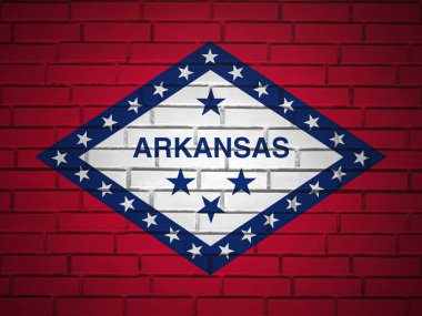 Arkansas 'ın arka planında tuğla duvar var. 3d illüstrasyon.