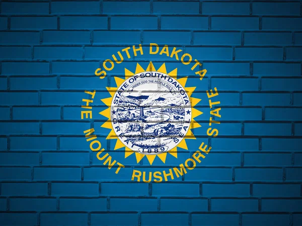 Muro Ladrillo Fondo Bandera Del Estado Dakota Del Sur Ilustración — Foto de Stock