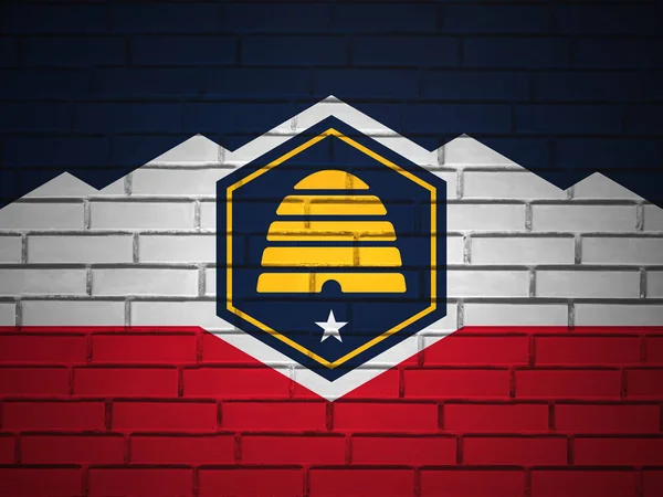 Brick Wall Utah State Flag Background Inglés Ilustración — Foto de Stock