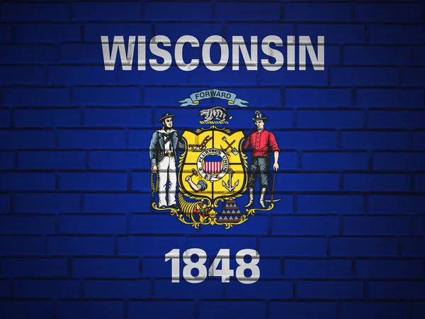 Brick Wall Wisconsin State Flag Background Inglés Ilustración —  Fotos de Stock