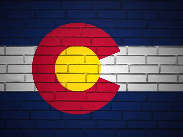 Ladrillo Pared Colorado Fondo Bandera Del Estado Ilustración —  Fotos de Stock