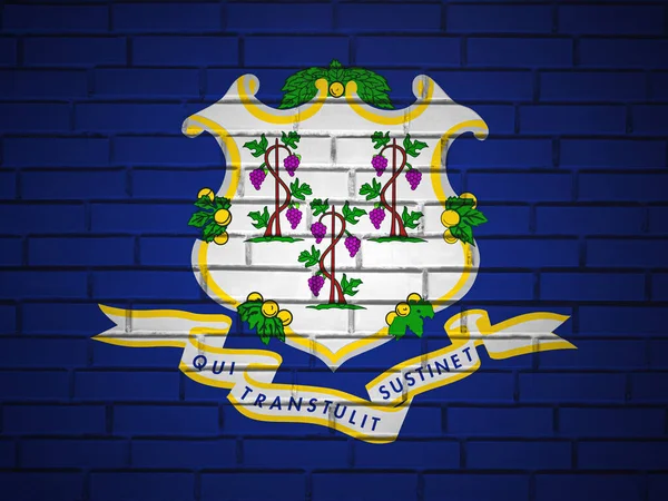 Backsteinmauer Connecticut State Flagge Hintergrund Illustration — Stockfoto