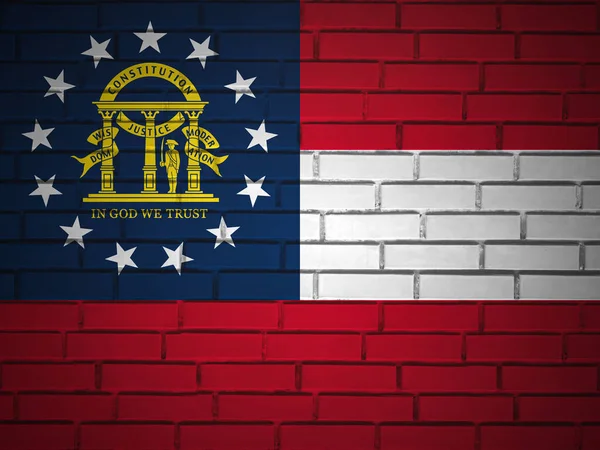 Brick wall Georgia state flag background. 3d illustration.