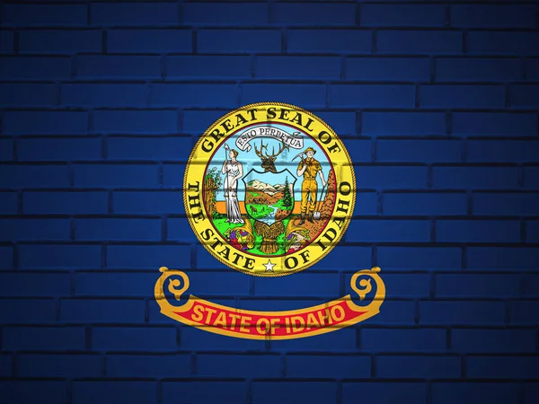 Brick Wall Idaho State Flag Background Inglés Ilustración — Foto de Stock