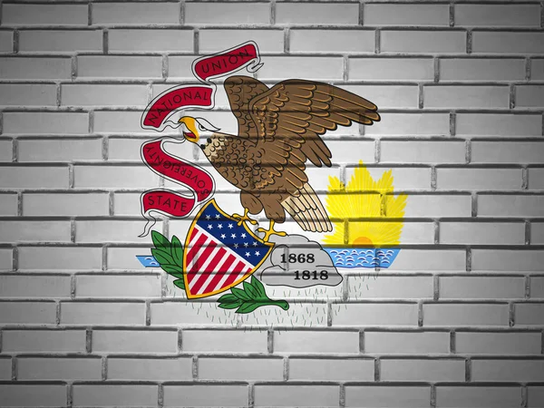 Parede Tijolo Estado Illinois Bandeira Fundo Ilustração — Fotografia de Stock
