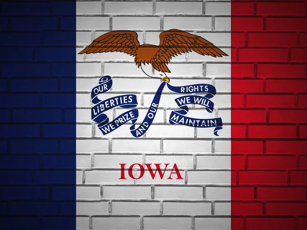 Ladrillo Pared Iowa Fondo Bandera Del Estado Ilustración —  Fotos de Stock