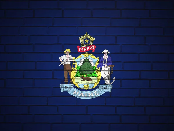 Mattone Muro Maine Stato Bandiera Sfondo Illustrazione — Foto Stock