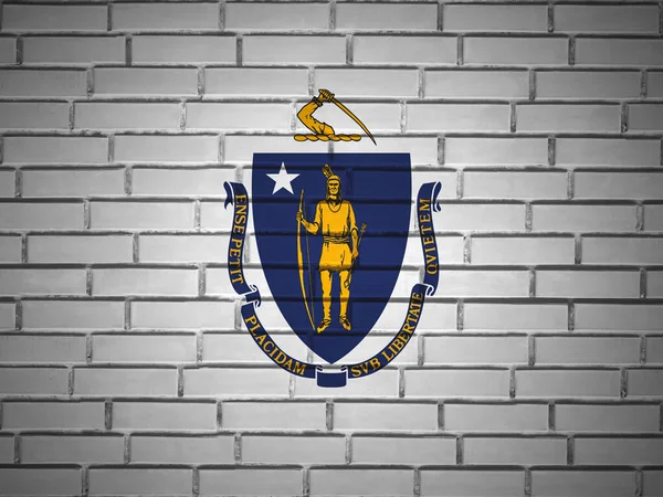 Muro Ladrillo Massachusetts Fondo Bandera Del Estado Ilustración — Foto de Stock