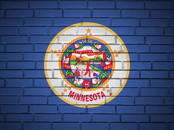 Cihlová Zeď Minnesota Státní Vlajka Pozadí Ilustrace — Stock fotografie