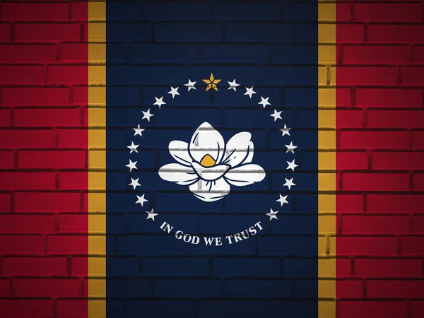 Tiiliseinä Mississippin Osavaltion Lippu Tausta Kuva — kuvapankkivalokuva