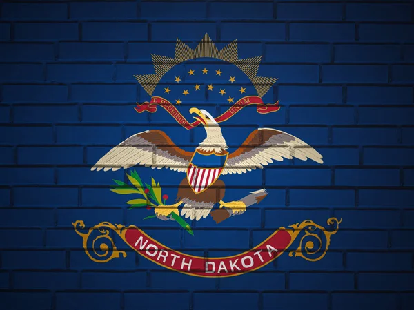 Muro Ladrillo Dakota Del Norte Fondo Bandera Del Estado Ilustración — Foto de Stock