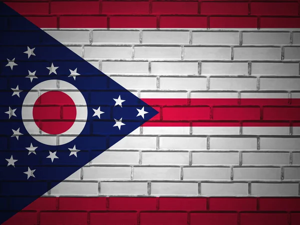 Brick wall Ohio state flag background. 3d illustration.
