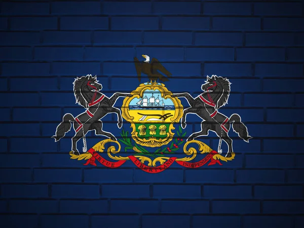 Parede Tijolo Pensilvânia Fundo Bandeira Estadual Ilustração — Fotografia de Stock